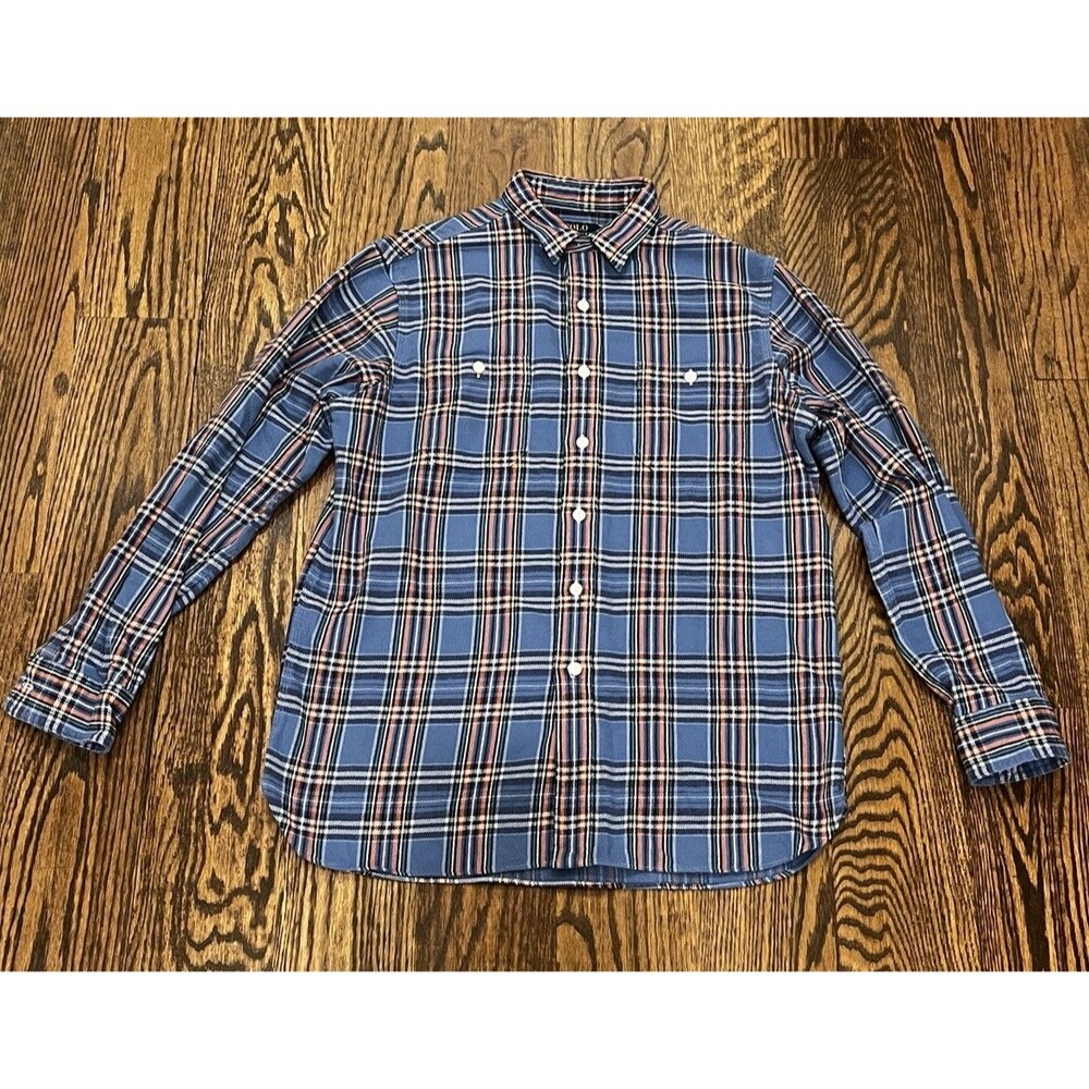 Polo Ralph Lauren Shirt Men Large Button Down Plaid Two Pocket Retails at $100